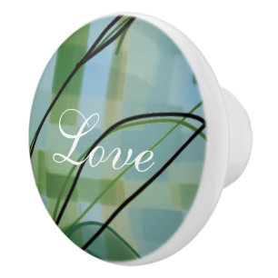 Pomo De Cerámica Hermosa Tirada De Gabinete Con Turquesa