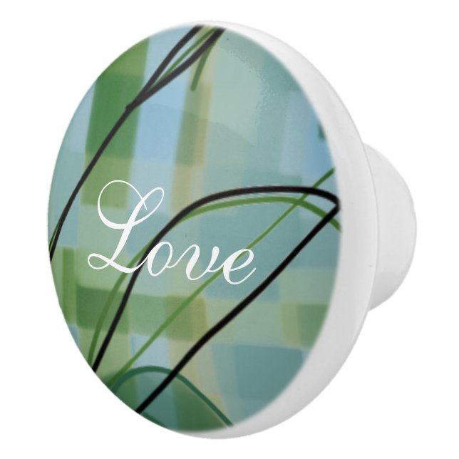 Pomo De Cerámica Hermosa Tirada De Gabinete Con Turquesa (Derecha)