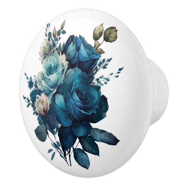 Pomo De Cerámica Hermosas historias de Rosas Verde azulados (Derecha)