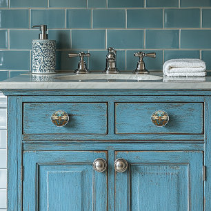 Pomo De Cerámica Hermoso Art Decó Dragonfly Gems Turquoise Gold