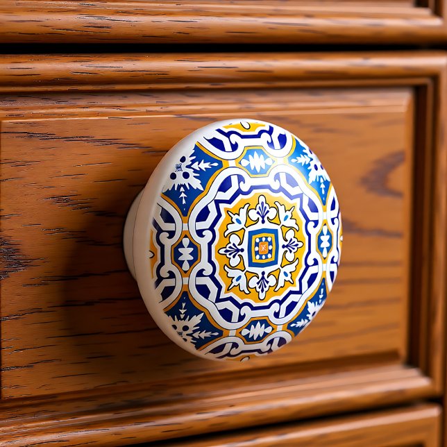 Pomo De Cerámica 💙 Hermoso Azulejos azules IV (💙 Beautiful blue Azulejos IV Ceramic Knob)