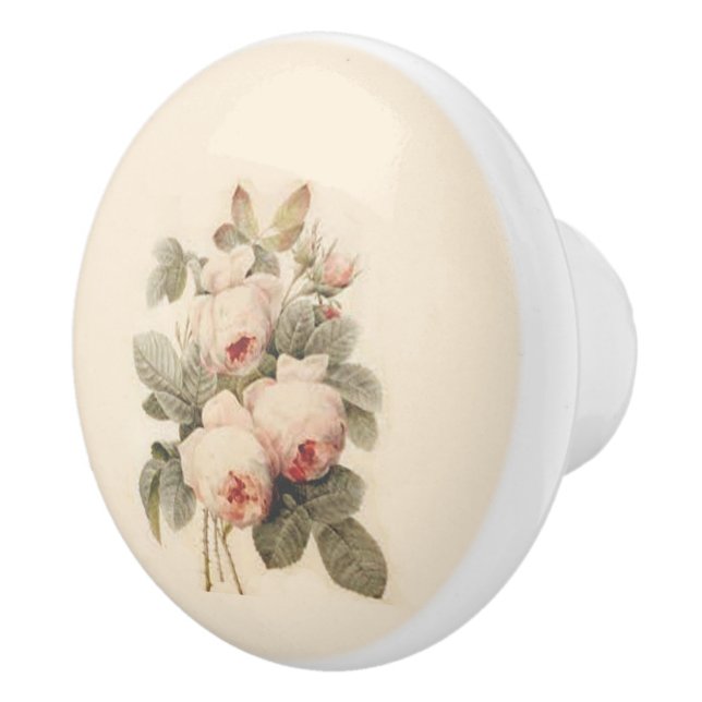 Pomo De Cerámica Hermoso Bouquet de Redouté Rosa (Derecha)