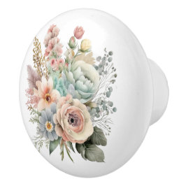 Pomo De Cerámica Hermoso Bouquet Pastel Mezclado Floral