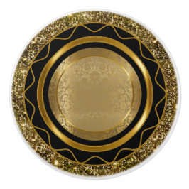 Pomo De Cerámica Hermoso diseño elegante dorado y negro