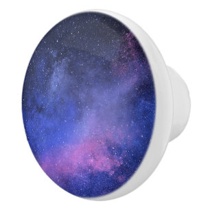 Pomo De Cerámica Hermoso espacio Naranja negro rosa morado Universo