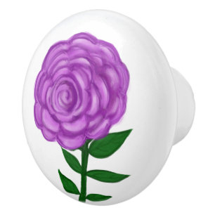 Pomo De Cerámica Hermoso Floral Púrpura