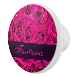 Pomo De Cerámica Hermoso monograma de rosas rosas rosas rosas