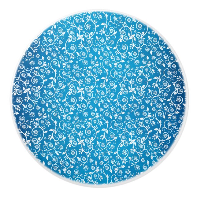 Pomo De Cerámica Hermoso patrón geométrico azul (Anverso)