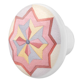 Pomo De Cerámica Hermoso patrón retro geométrico de acuarela rosa