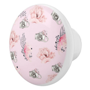 Pomo De Cerámica Hermoso Rosa de acuarela floral