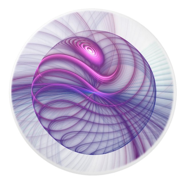 Pomo De Cerámica Hermoso Swing Moderno Resumen Arte Fractal Rosa (Anverso)