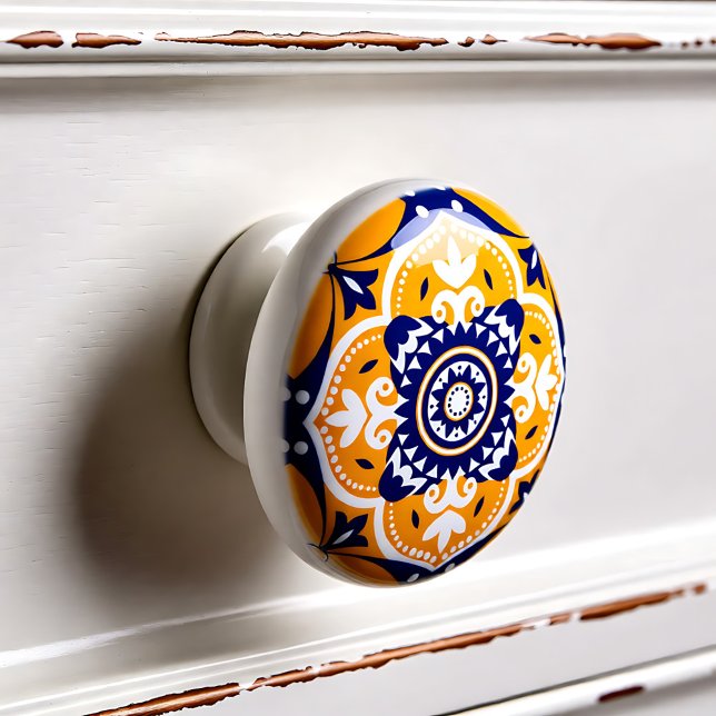 Pomo De Cerámica 💛 💙 🤍 Hermosos Azulejos azules y amarillos (Beautiful blue and yellow Azulejos Ceramic Knob)