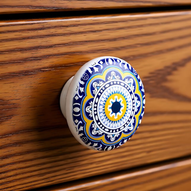 Pomo De Cerámica 😍 Hermosos Azulejos azules y amarillos, (Beautiful blue and yellow Azulejos, Ceramic Knob)