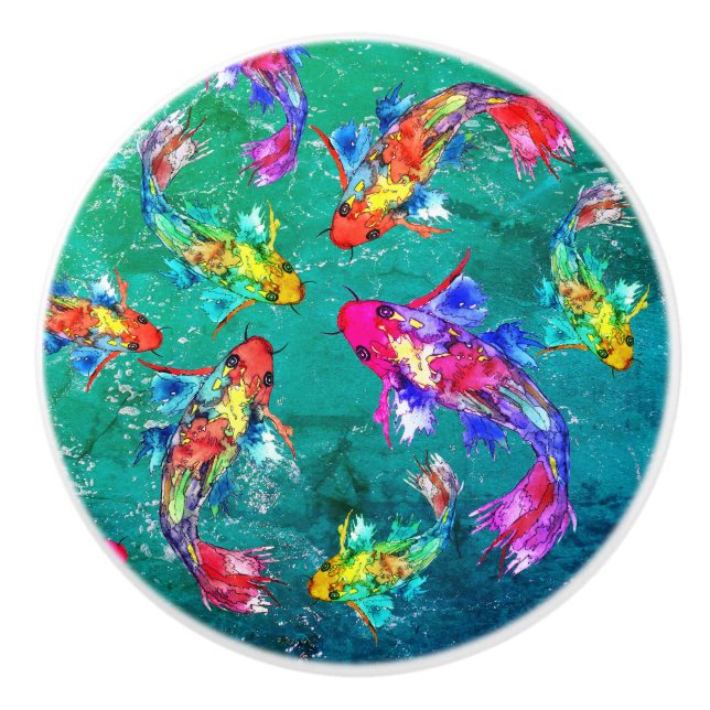 Pomo De Cerámica Hermosos Ki Fish Pond Knobs y Pulls (Anverso)