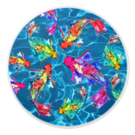 Pomo De Cerámica Hermosos Ki Fish Pond Knobs y Pulls