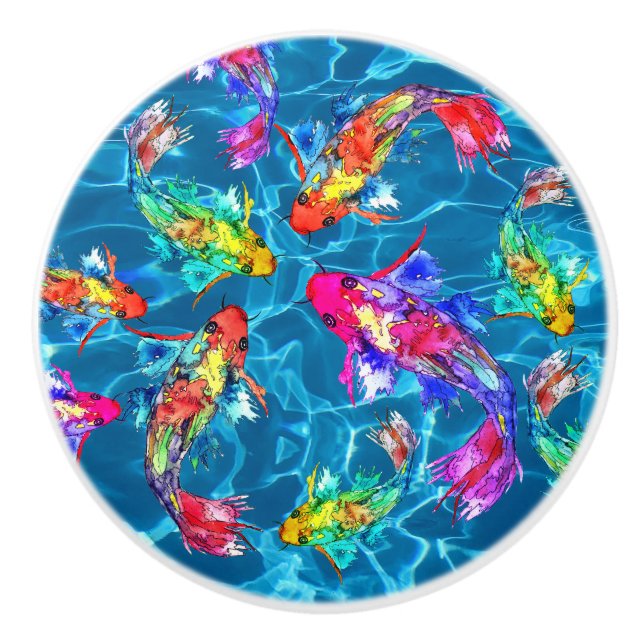 Pomo De Cerámica Hermosos Ki Fish Pond Knobs y Pulls (Anverso)