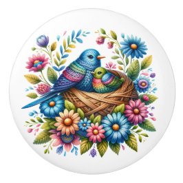 Pomo De Cerámica Hermosos Pájaros