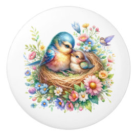 Pomo De Cerámica Hermosos Pájaros