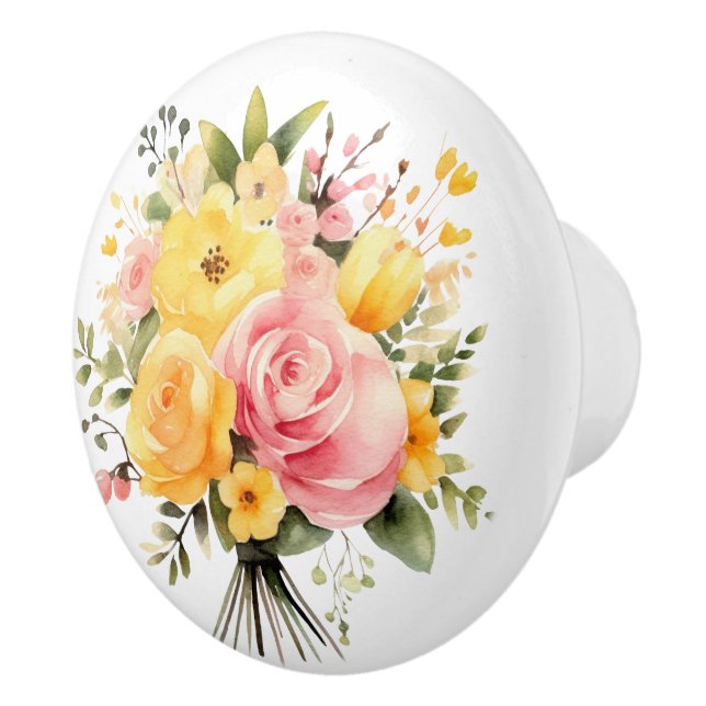 Pomo De Cerámica Hermosos tesoros de rosas rosas rosas rosas y rosa (Derecha)