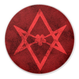 Pomo De Cerámica Hexagram Unicursal (rojo texturizado)