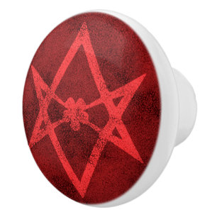 Pomo De Cerámica Hexagram Unicursal (rojo texturizado)