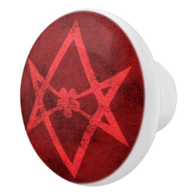 Pomo De Cerámica Hexagram Unicursal (rojo texturizado) (Derecha)