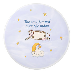 Pomo De Cerámica Hey Diddle Diddle - La vaca saltó sobre la luna