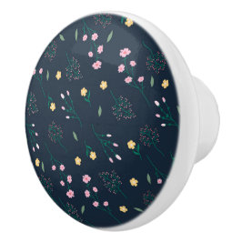 Pomo De Cerámica Hibiscus Watercolor Botánico Blooming Seamless