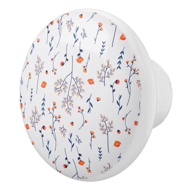 Pomo De Cerámica Hibiscus Watercolor Botánico Blooming Seamless (Derecha)