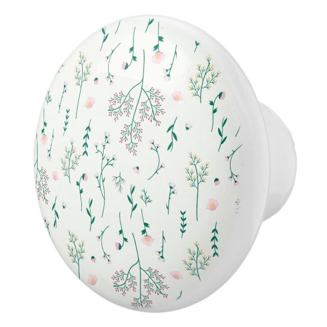 Pomo De Cerámica Hibiscus Watercolor Botánico Blooming Seamless (Derecha)