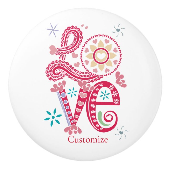 Pomo De Cerámica Hippie Groovy Love Rótulo Thunder_Cove (Anverso)