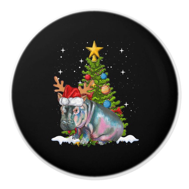 Pomo De Cerámica Hippo Fiona Árbol de Navidad Hippopótamo (Anverso)