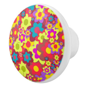 Pomo De Cerámica Hippy de Flower Power 60