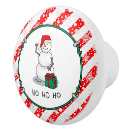 Pomo De Cerámica Ho Ho Ho Ho Ho Feliz Navidad Santa Cute Snowman