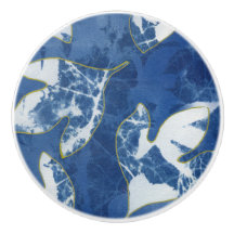 Hojas de oro azul Cianotipo Decorativo