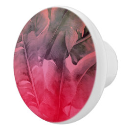 Pomo De Cerámica Hojas de Palma Tropicales de Verano Rosadas Brilla