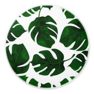 Pomo De Cerámica Hojas de palma tropicales verde oscuro Chic de la 