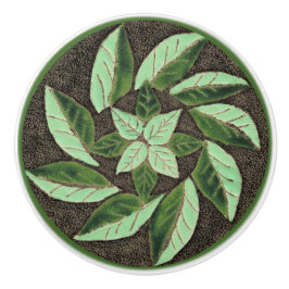 Pomo De Cerámica Hojas verdes Cajón de cerámica del cajón