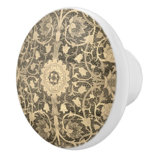 Pomo De Cerámica Holland Park William Morris Gold y Black Floral