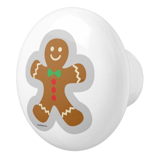 Pomo De Cerámica Hombre De Gingerbread Haciendo El Ángel En La Niev (Derecha)