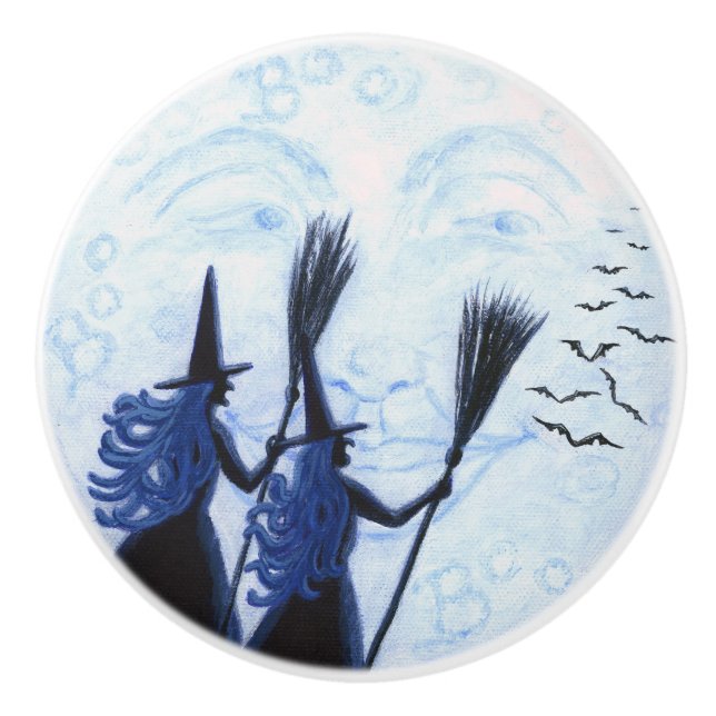 Pomo De Cerámica Hombre en la luna y botones de las brujas (Anverso)