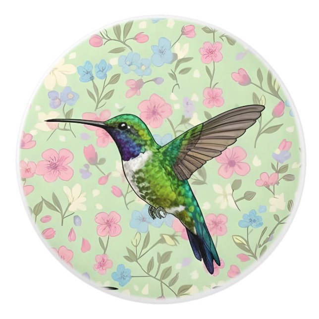Pomo De Cerámica Hummingbird Door Pull (Anverso)