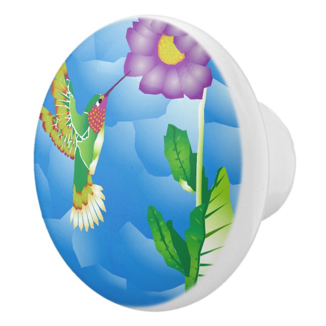 Pomo De Cerámica Hummingbird: estilizado (Derecha)