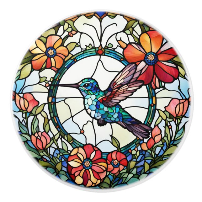 Pomo De Cerámica Hummingbird Faux Seted Glass Bird (Anverso)