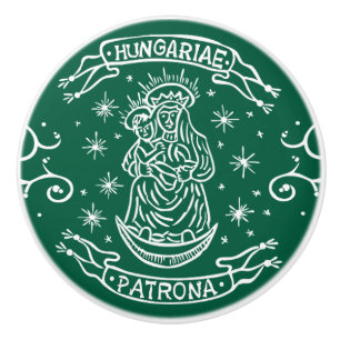 Pomo De Cerámica hungría religiosa motivo medieval virgen mary jesu