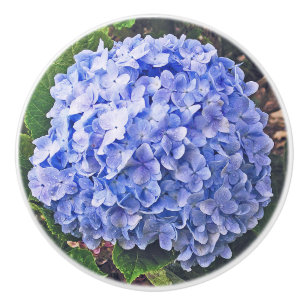Pomo De Cerámica Hydrangea azul