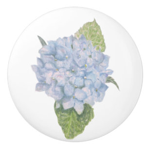 Pomo De Cerámica Hydrangea azul