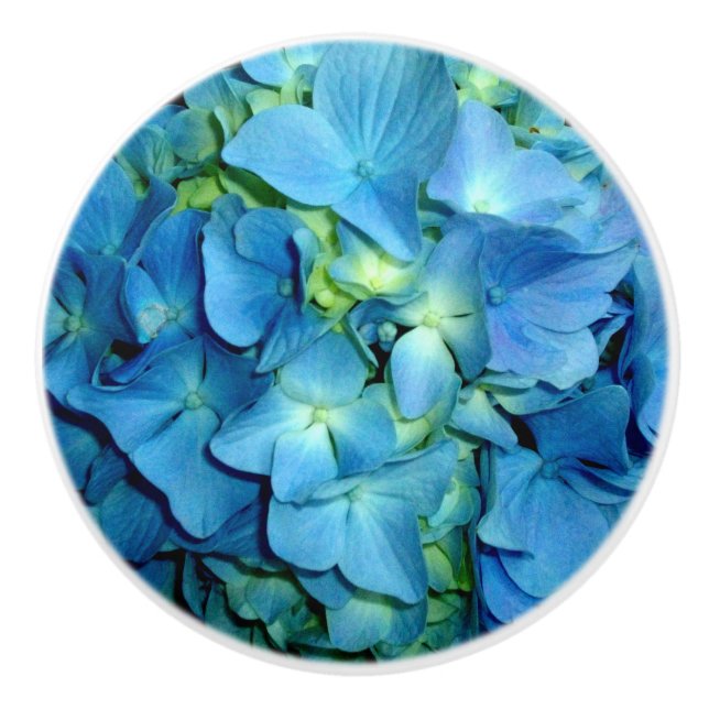 Pomo De Cerámica Hydrangea azul (Anverso)