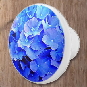Pomo De Cerámica Hydrangea Blues