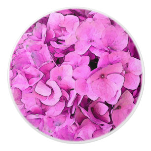 Pomo De Cerámica Hydrangea Flor Rosa
